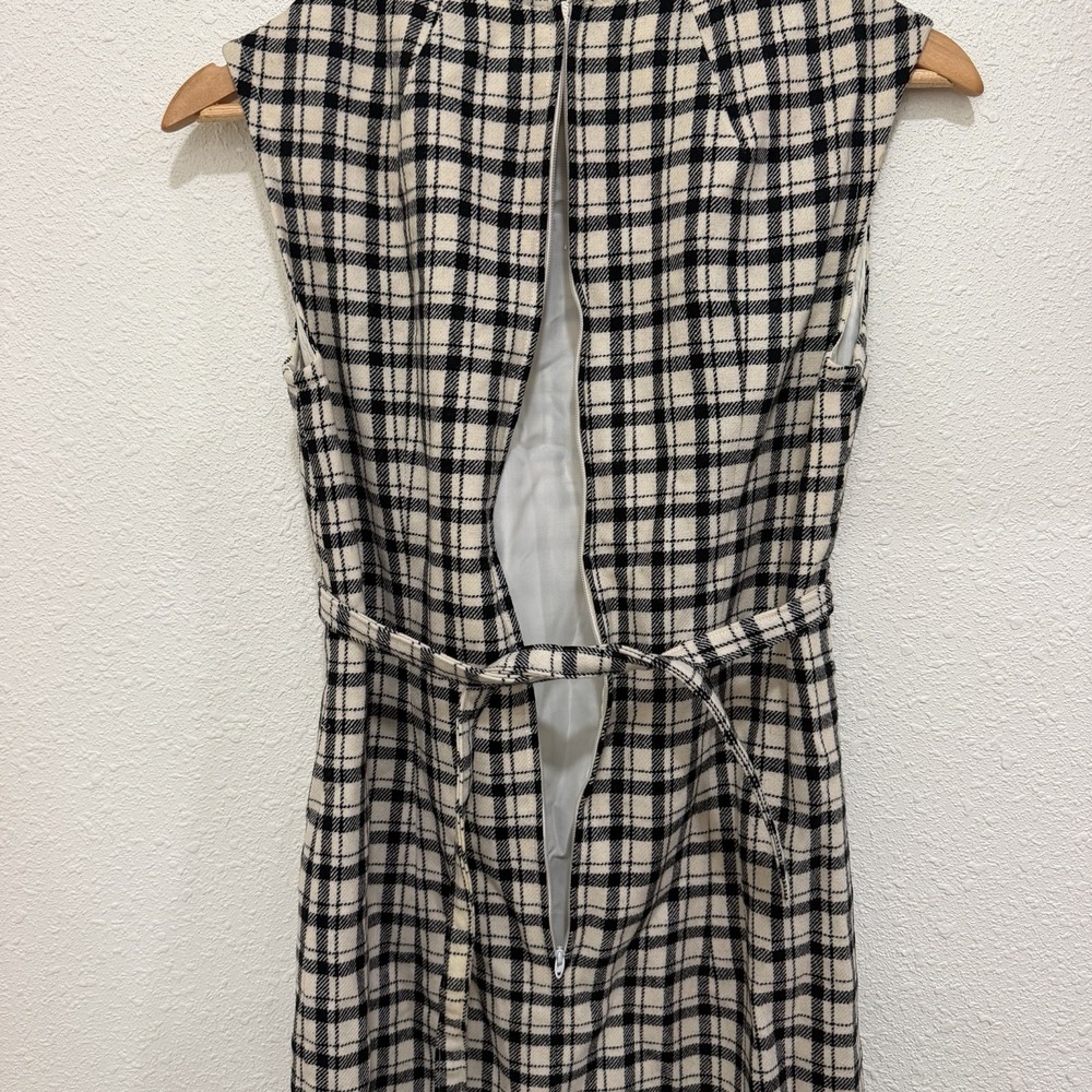 VTG Pendleton Wool Dress Sleeveless Women's Size 10 Plaid Black & White Knee - Picture 8 of 8